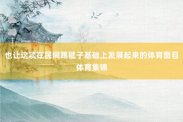 也让这项在民间踢毽子基础上发展起来的体育面目体育集锦
