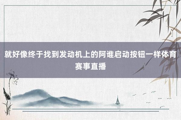 就好像终于找到发动机上的阿谁启动按钮一样体育赛事直播
