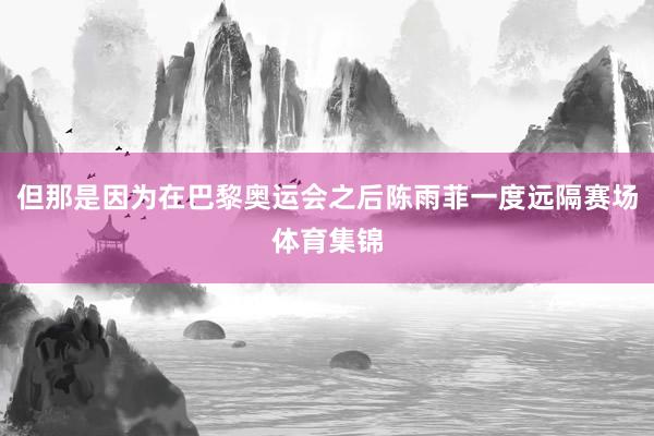 但那是因为在巴黎奥运会之后陈雨菲一度远隔赛场体育集锦