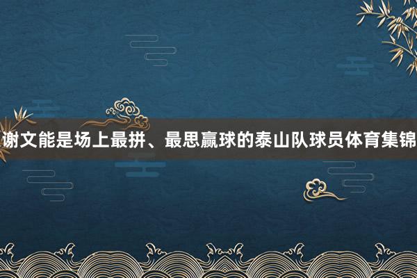 谢文能是场上最拼、最思赢球的泰山队球员体育集锦
