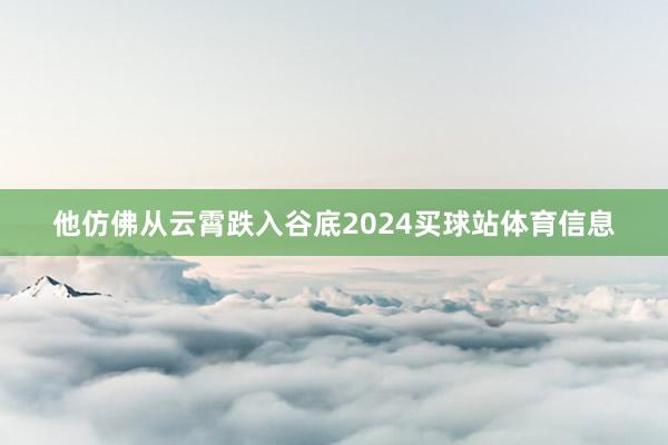 他仿佛从云霄跌入谷底2024买球站体育信息