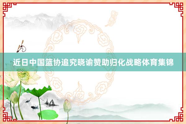近日中国篮协追究晓谕赞助归化战略体育集锦