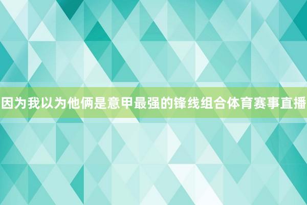 因为我以为他俩是意甲最强的锋线组合体育赛事直播