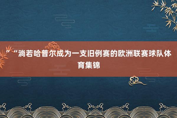 ”“淌若哈普尔成为一支旧例赛的欧洲联赛球队体育集锦