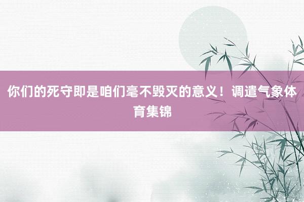 你们的死守即是咱们毫不毁灭的意义！调遣气象体育集锦