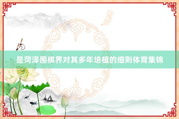是菏泽围棋界对其多年培植的细则体育集锦