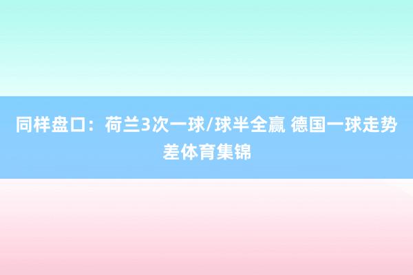 同样盘口：荷兰3次一球/球半全赢 德国一球走势差体育集锦