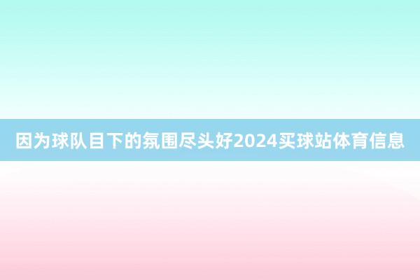 因为球队目下的氛围尽头好2024买球站体育信息