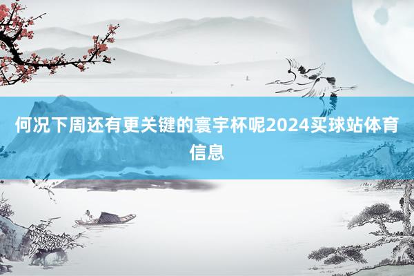 何况下周还有更关键的寰宇杯呢2024买球站体育信息