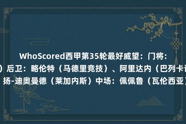 WhoScored西甲第35轮最好威望：门将：玛玛达什维利（瓦伦西亚）后卫：略伦特（马德里竞技）、阿里达内（巴列卡诺）、勒戎（巴列卡诺）、扬-迪奥曼德（莱加内斯）中场：佩佩鲁（瓦伦西亚）、莫里巴（塞尔塔）、亚马尔（巴塞罗那）、拉菲尼亚（巴塞罗那）先锋：索洛特（马德里竞技）、费兰-托雷斯（巴塞罗那）    体育集锦