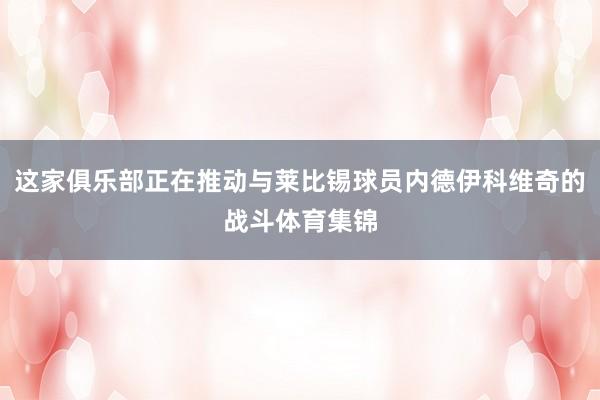 这家俱乐部正在推动与莱比锡球员内德伊科维奇的战斗体育集锦
