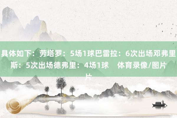 具体如下：劳塔罗：5场1球巴雷拉：6次出场邓弗里斯：5次出场德弗里：4场1球    体育录像/图片