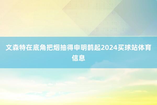 文森特在底角把烟抽得申明鹊起2024买球站体育信息