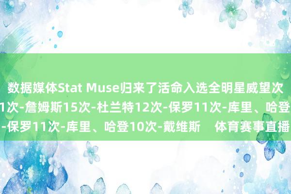 数据媒体Stat Muse归来了活命入选全明星威望次数上双的现役球员：21次-詹姆斯15次-杜兰特12次-保罗11次-库里、哈登10次-戴维斯    体育赛事直播
