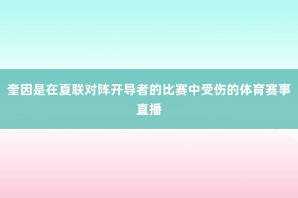 奎因是在夏联对阵开导者的比赛中受伤的体育赛事直播