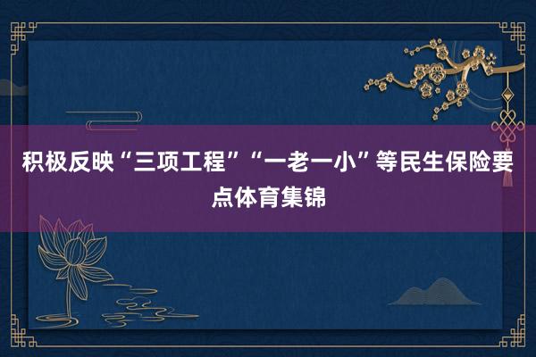 积极反映“三项工程”“一老一小”等民生保险要点体育集锦