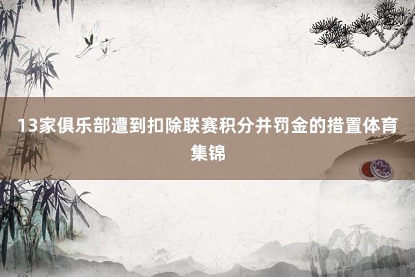 13家俱乐部遭到扣除联赛积分并罚金的措置体育集锦