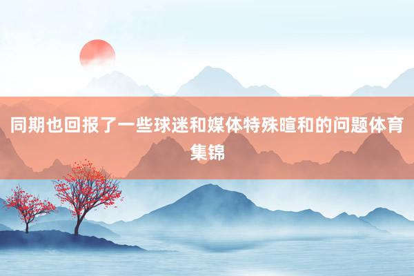 同期也回报了一些球迷和媒体特殊暄和的问题体育集锦
